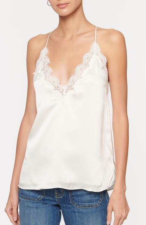 YILON イロン RIBBON CAMI SET TOPS WHITE Washable Silk Printed Lace Cami & Short Set – Eberjey