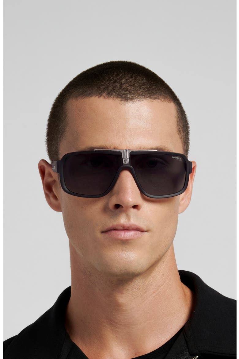 1091/S/US 65mm Polarized Oversize Navigator Sunglasses, Alternate, color, MATTE BLACK DARK RUTH/ GREY PZ