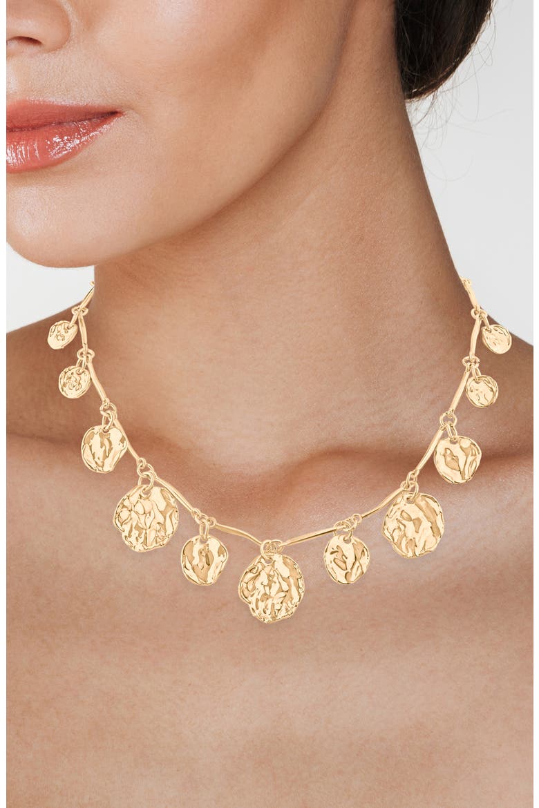 Graduated Disc Necklace, Alternate, color, GOLD