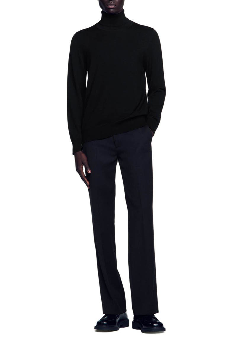 SANDRO Turtleneck wool sweater, Alternate, color, Black