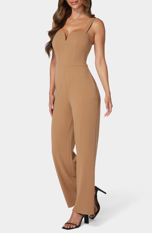 Bebe Wide Leg Jumpsuit In Brown