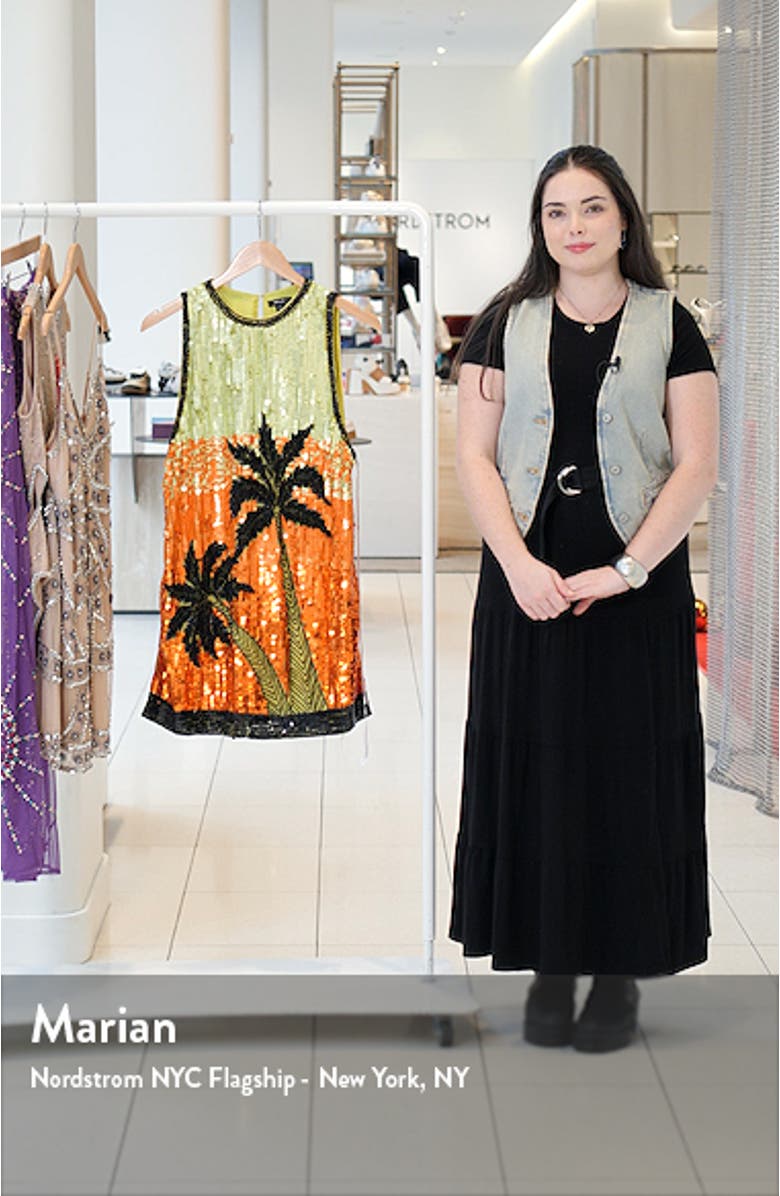 Sequin Palm Tree Sleeveless Minidress, sales video thumbnail