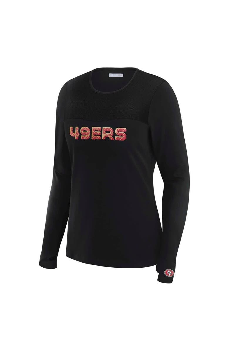 WEAR by Erin Andrews Women's WEAR by Erin Andrews x Gracie Hunt Black San Francisco 49ers Mesh Panel Long Sleeve T-Shirt, Alternate, color, Black