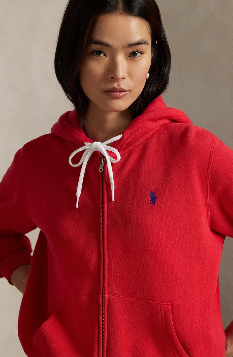 Polo Ralph Lauren Full Zip Fleece Hoodie, Alternate, color, Deep Orangey Red