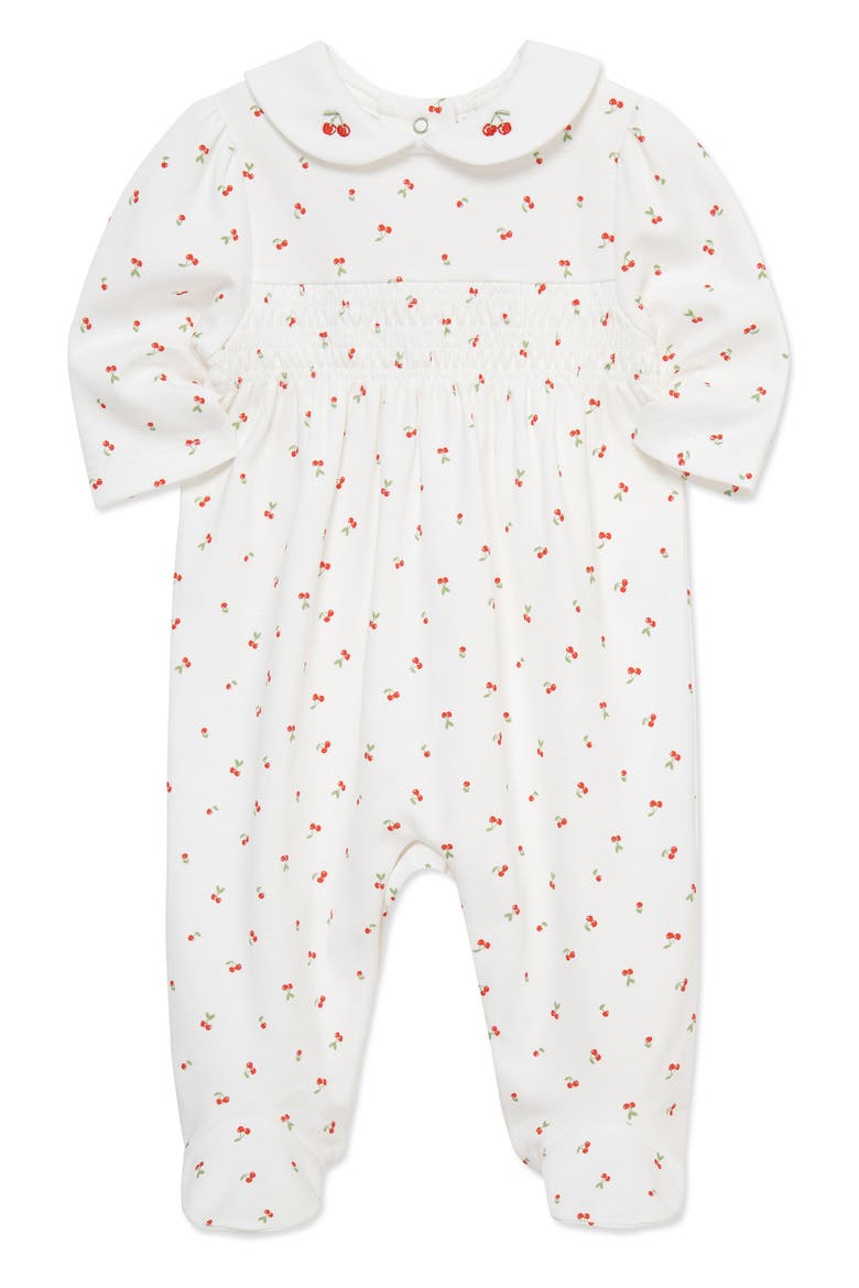 Tiny Cherries Pima Cotton Footie (Nordstrom Exclusive), Alternate, color, WHITE