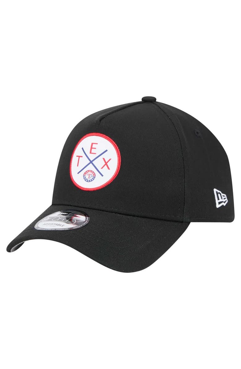 New Era Men's New Era Black Texas Rangers 9FORTY A-Frame Adjustable Hat, Main, color, Black