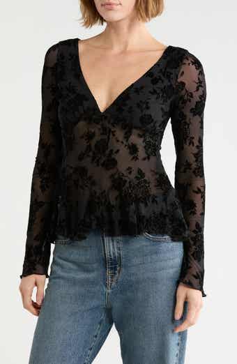 Long Sleeve Fit and Flare Burnout Top
