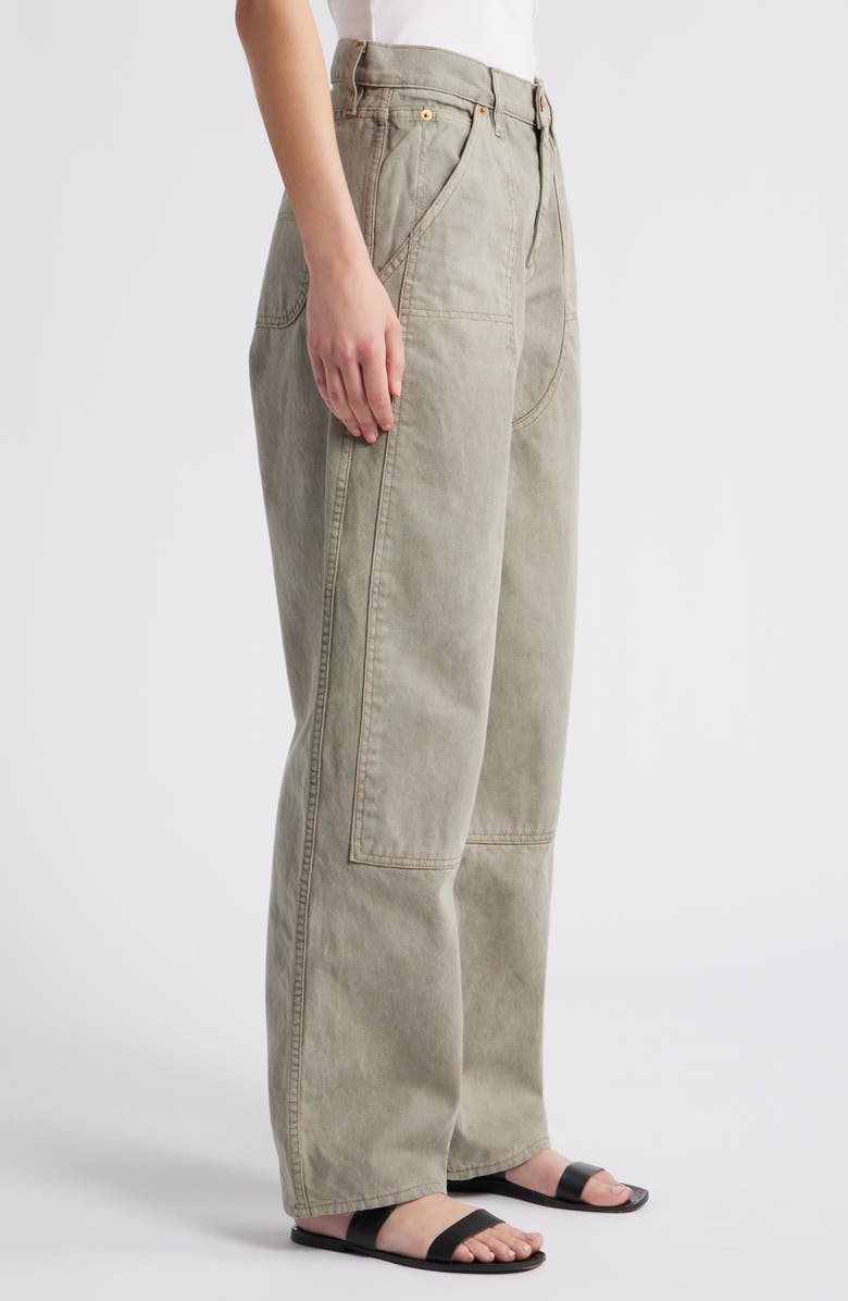 SLVRLAKE Tess High Waist Worker Straight Leg Pants, Alternate, color, Faded Olive