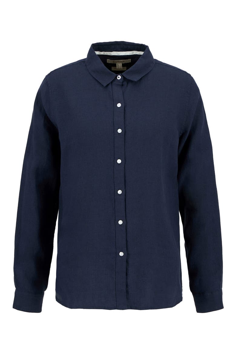 Marine Linen Button-Up Shirt, Alternate, color, NAVY