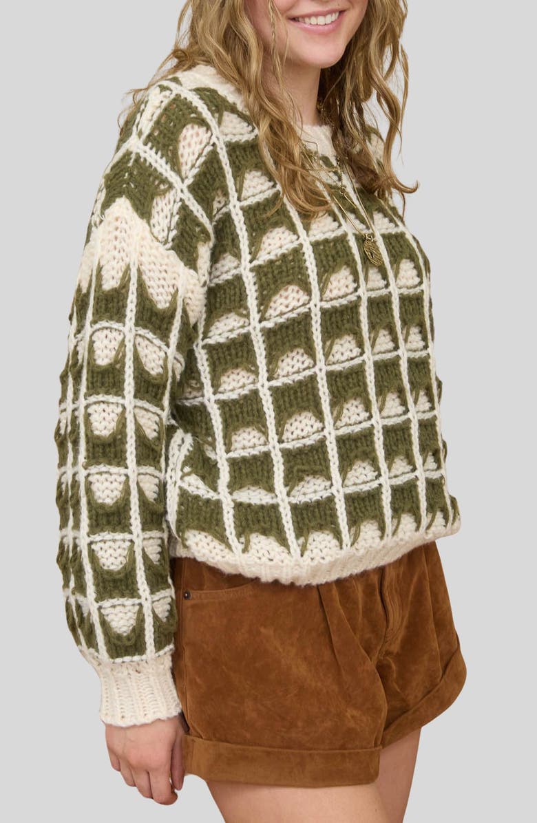 Blu Pepper Open Stitch Sweater, Alternate, color, Olive