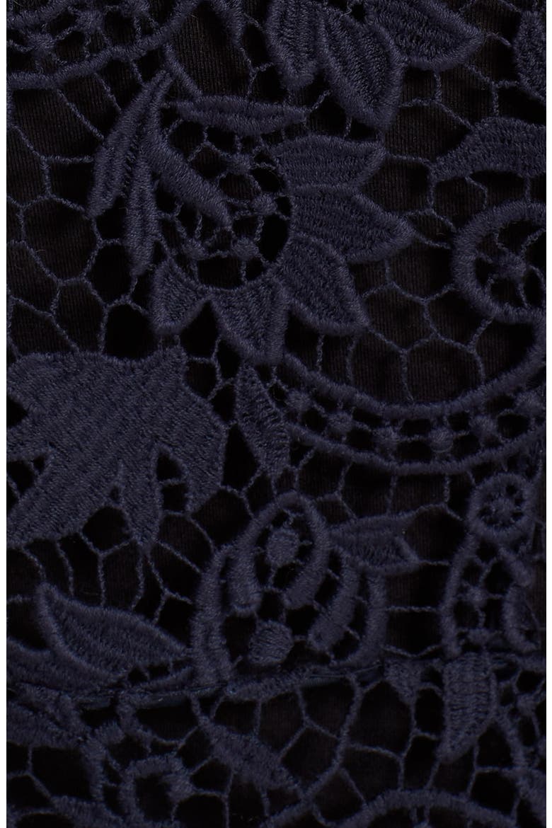 Guipure Lace & Lambskin Leather Moto Jacket, Alternate, color, MIDNIGHT MULTI