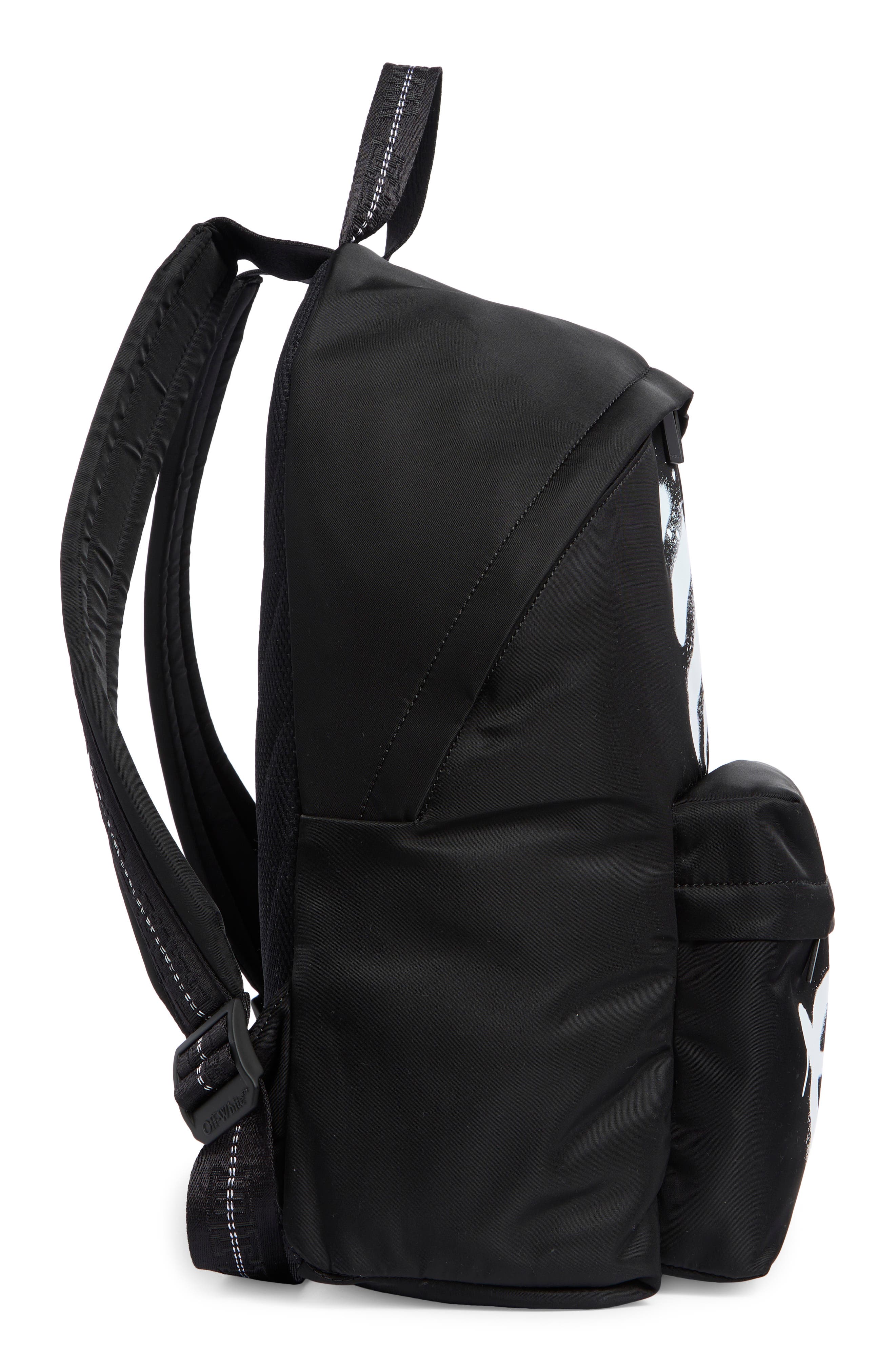 Off-White Diagonal Spray Backpack, Alternate, color, Black/White