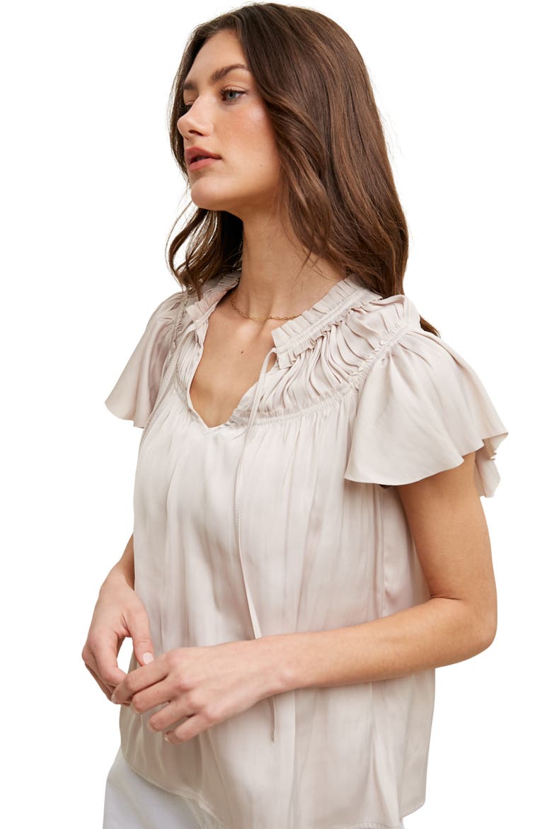 Ruched Satin Top, Alternate, color, CHAMPAGNE