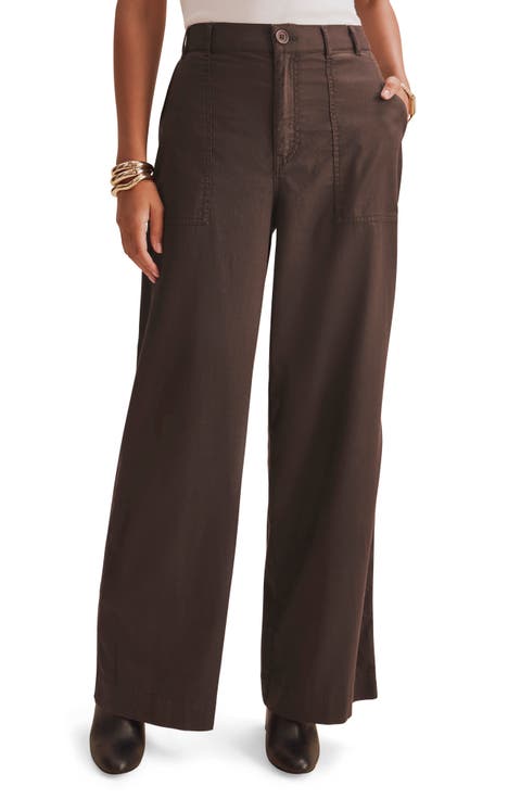 Colette Wide Leg Stretch Cotton Blend Pants