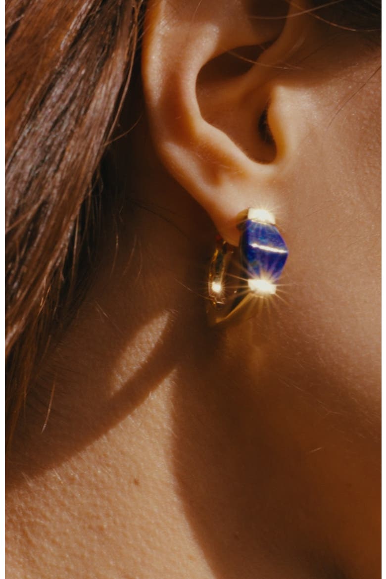 Ishtar Goddess Hoop Earrings, Alternate, color, Gold