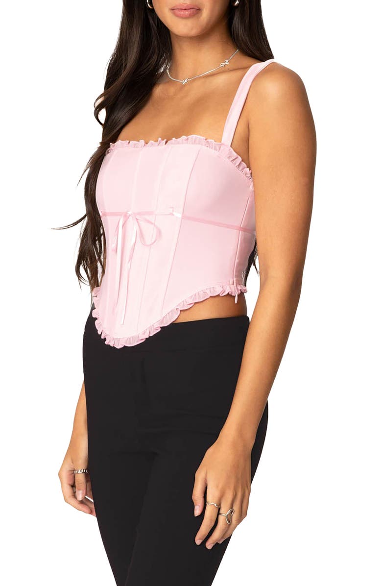 EDIKTED Coquette Mesh Corset Top, Alternate, color, Pink