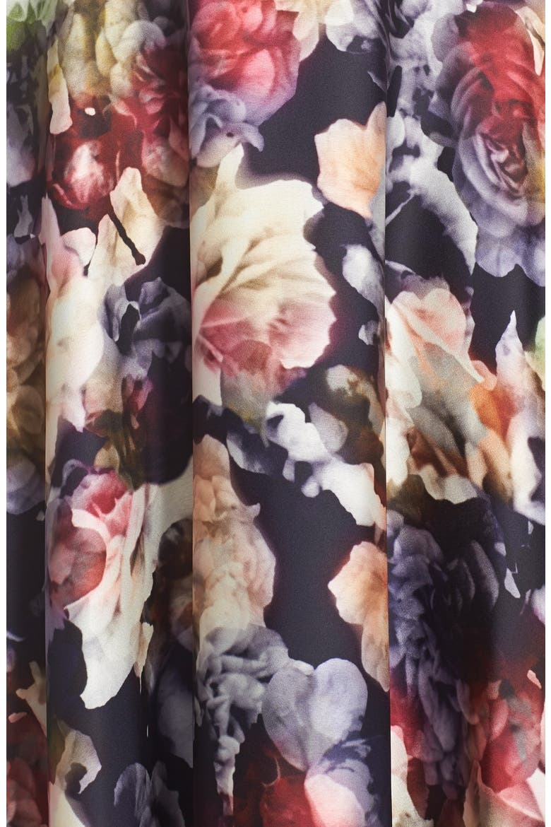 Floral Print Charmeuse Fit & Flare Gown, Alternate, color, RED MULTI