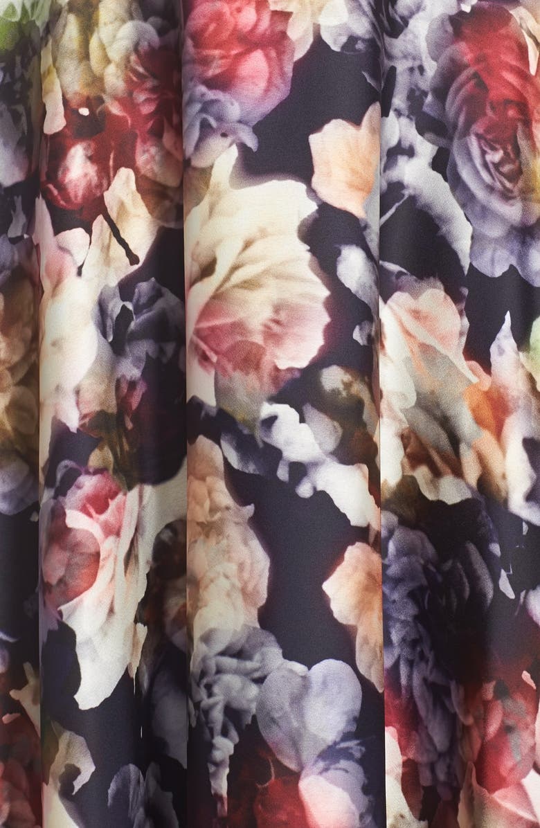 Adrianna Papell Floral Print Charmeuse Fit & Flare Gown, Alternate, color, 