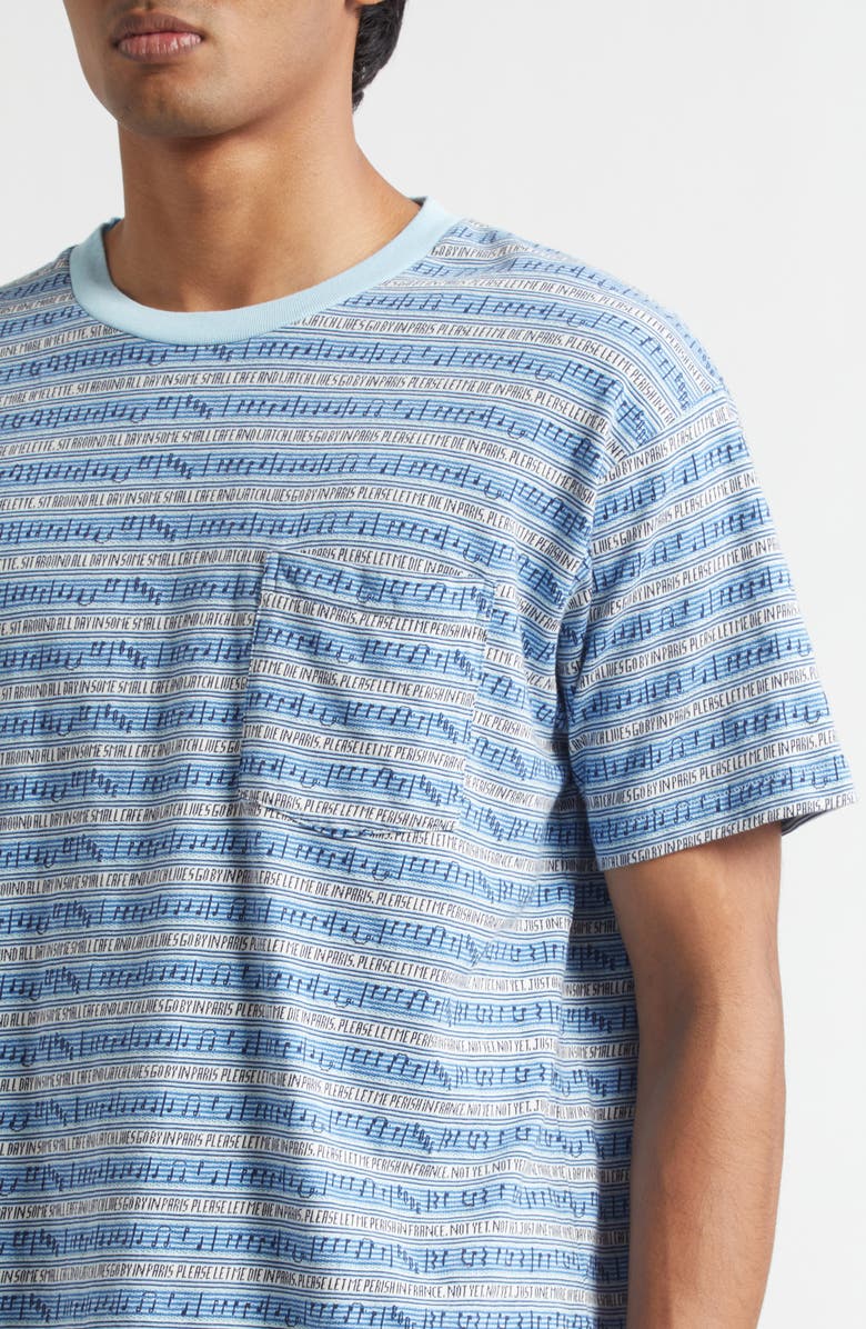 Bode Lyric Stripe Pocket T-Shirt, Alternate, color, Blue Multi