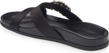 Manolo Blahnik Chilanghi Crystal Buckle Slide Sandal (Women