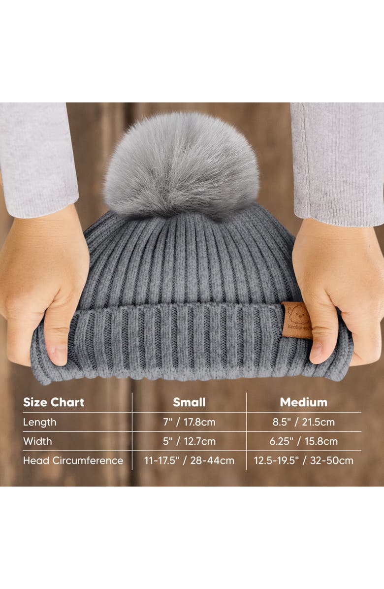 KeaBabies 2-Pack Pom Knitted Beanie, Alternate, color, Steel