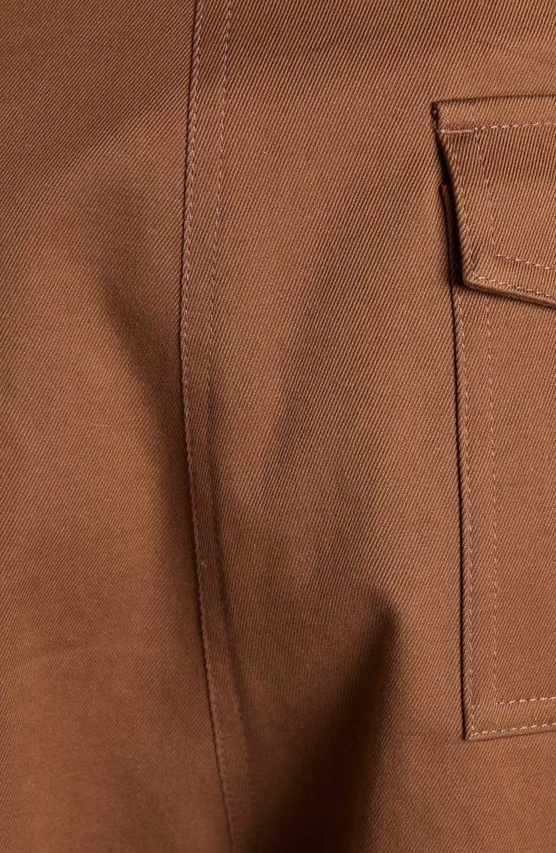 Moncler Stretch Cotton Twill Barrel Leg Ankle Trousers, Alternate, color, Burnt Caramel