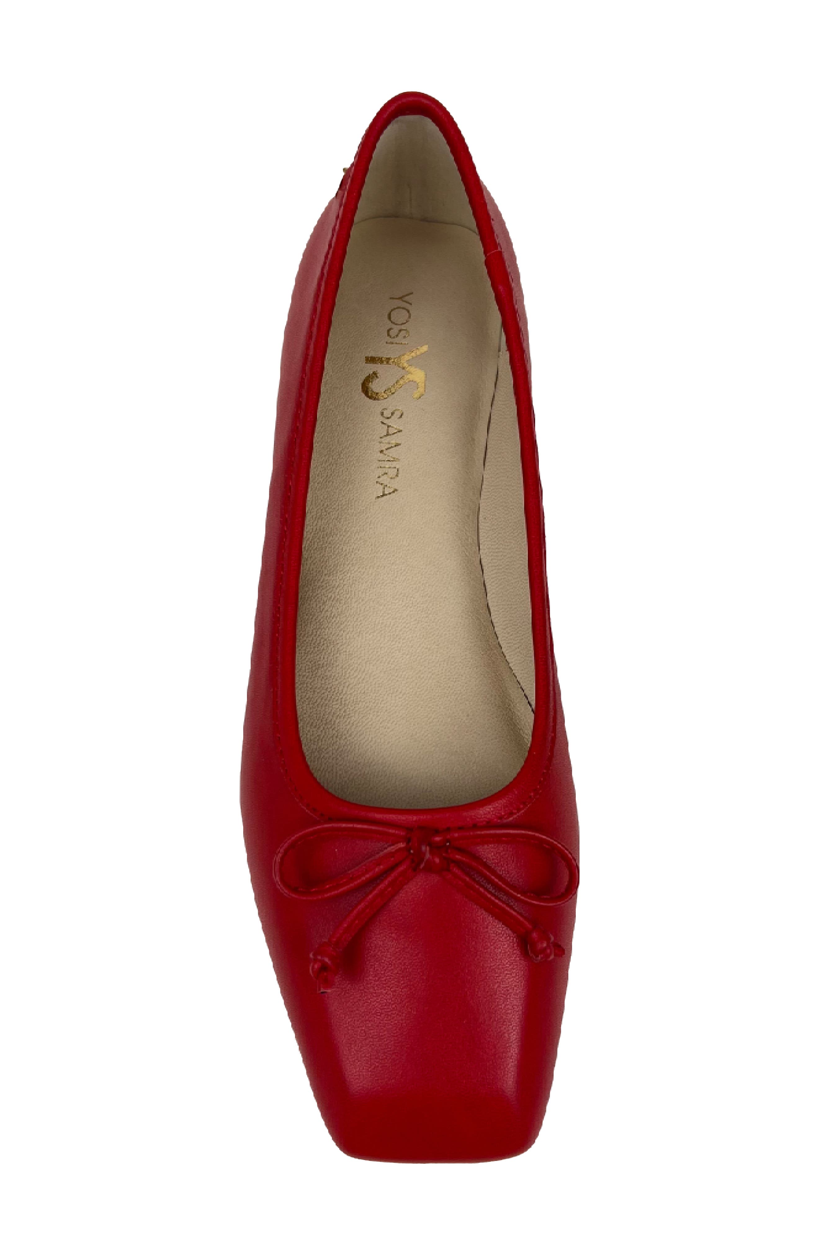 Yosi Samra Cara Square Toe Ballet Flat, Alternate, color, Red