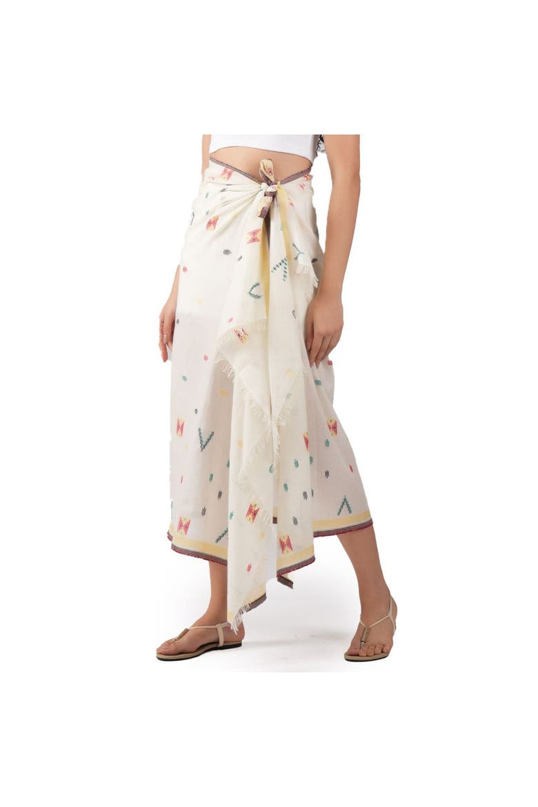 Pixel Woven Cotton Scarf, Alternate, color, Ivory