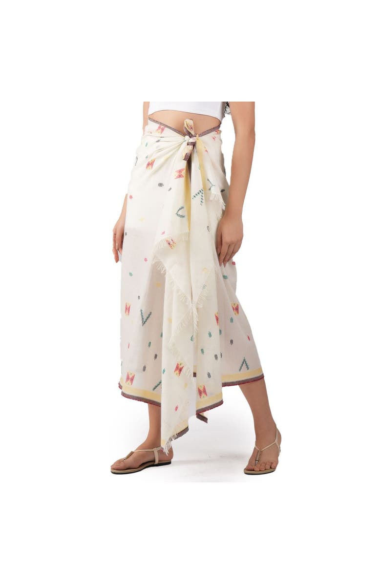 Vismaya Pixel Woven Cotton Scarf, Alternate, color, Ivory