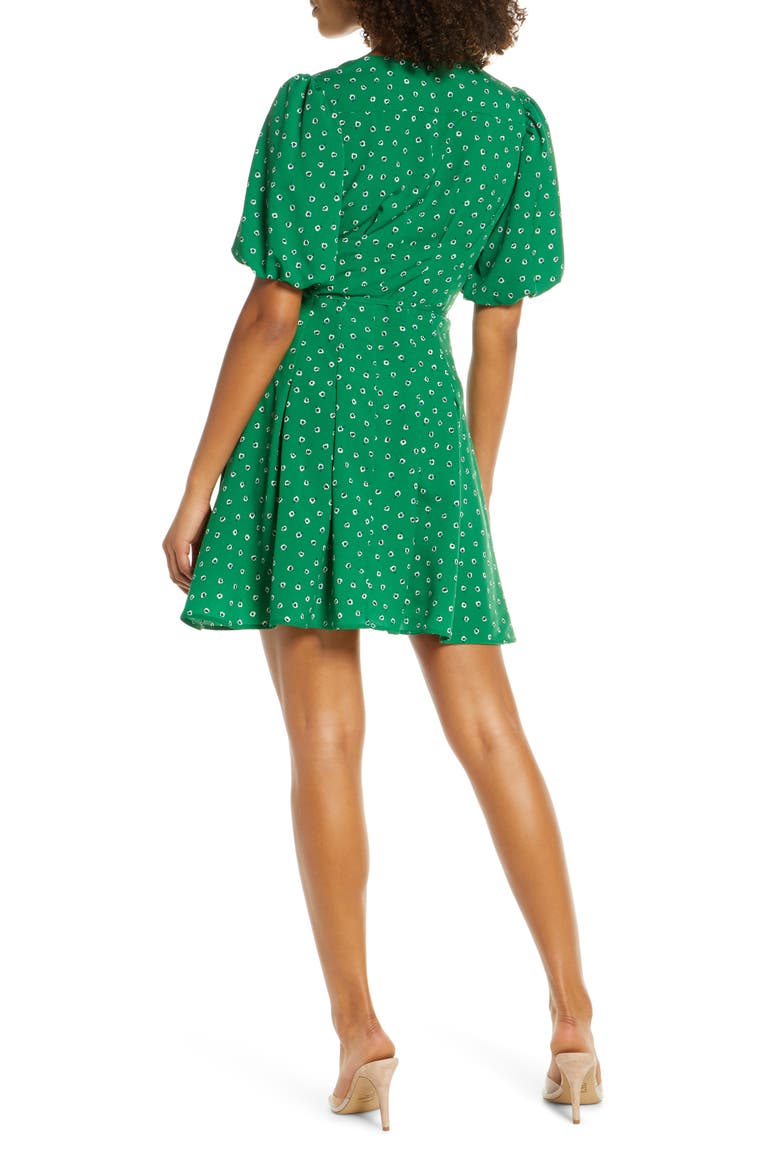 Adelise Puff Sleeve Fit & Flare Minidress, Alternate, color, FERN GREEN