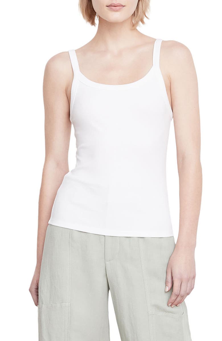 Vince Rib Scoop Neck Tank Top, Main, color, Optic White