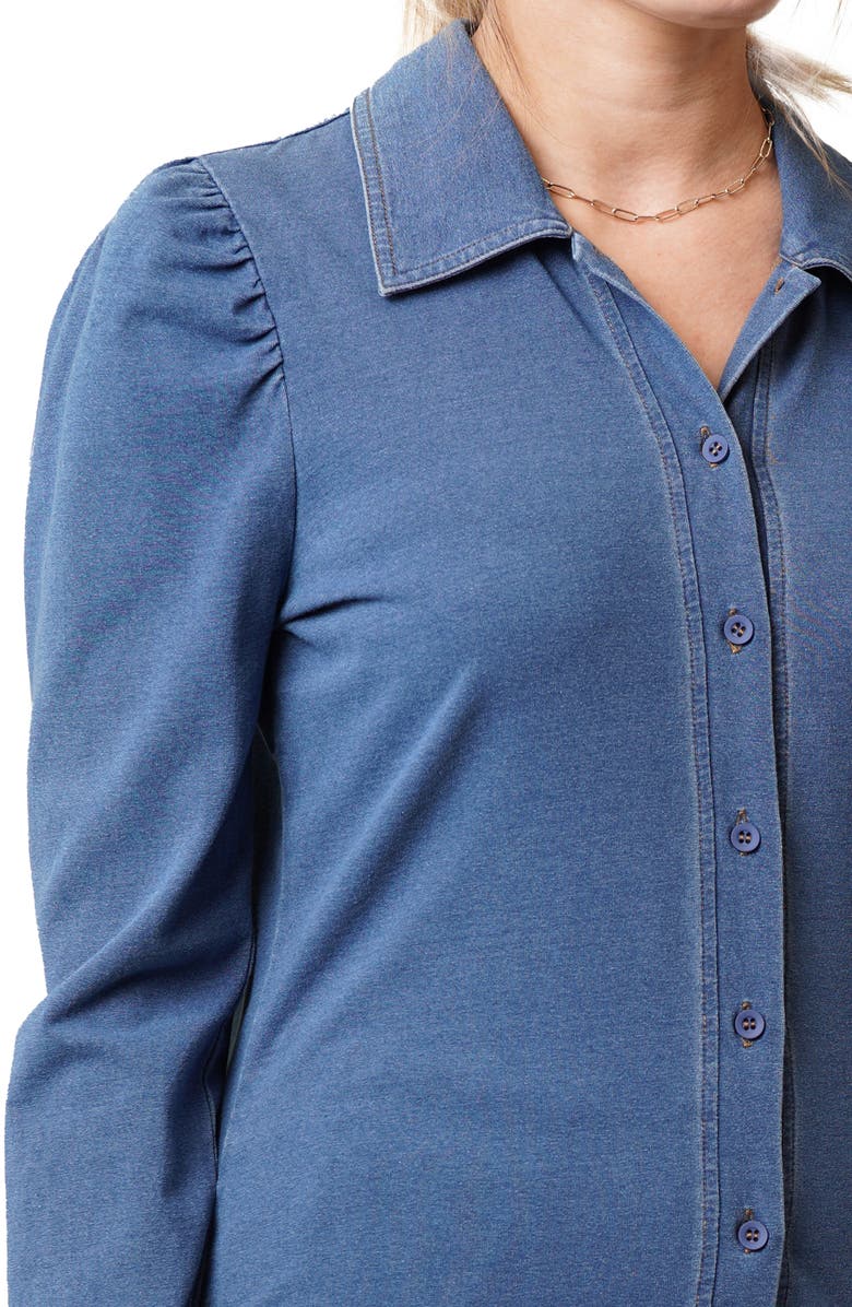 CYRUS Puff Long Sleeve Button-Up Top, Alternate, color, Medium Wash