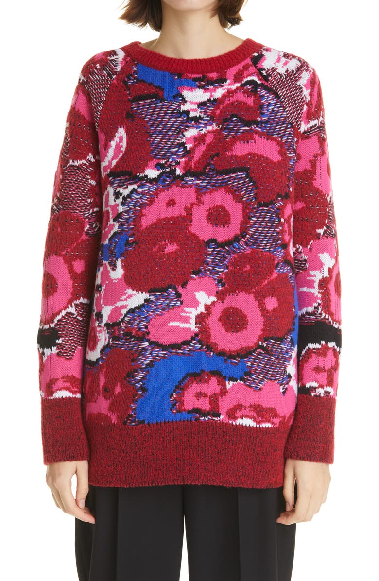 Stella McCartney Floral Jacquard Wool Blend Sweater, Main, color,