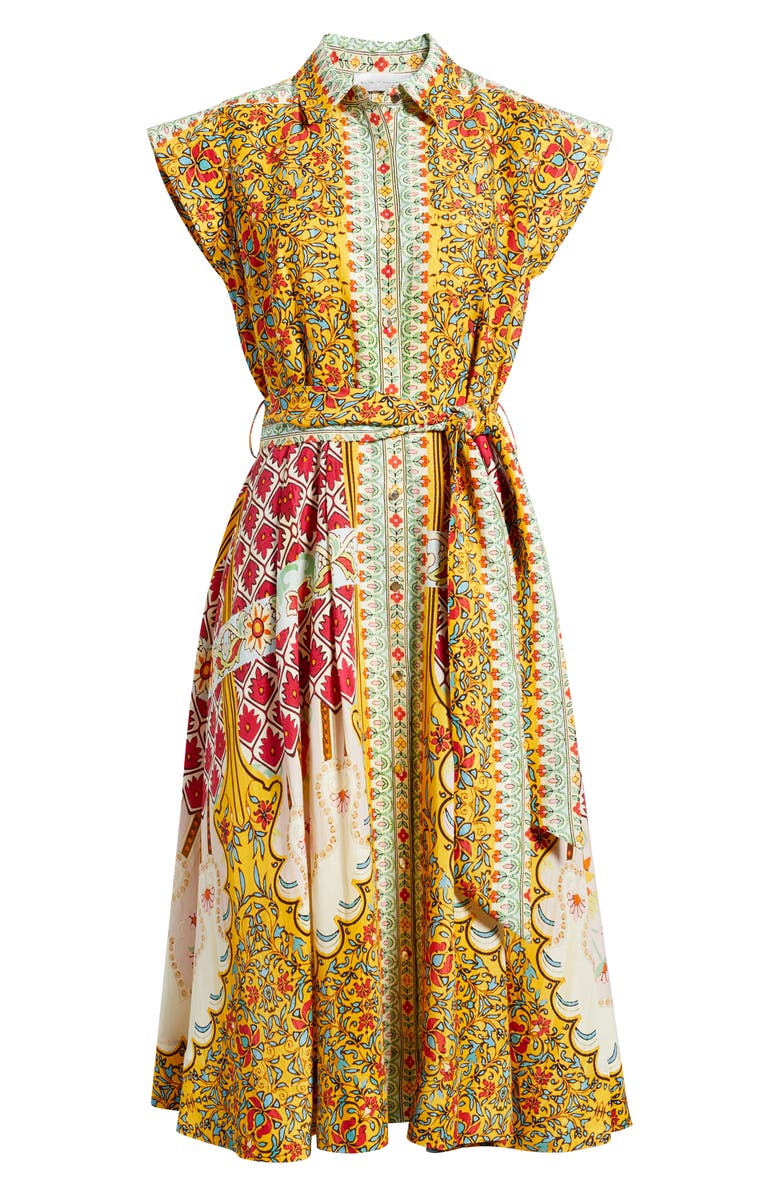 Elie Tahari Fran Baroque Print Tie Waist Shirtdress, Main, color, 