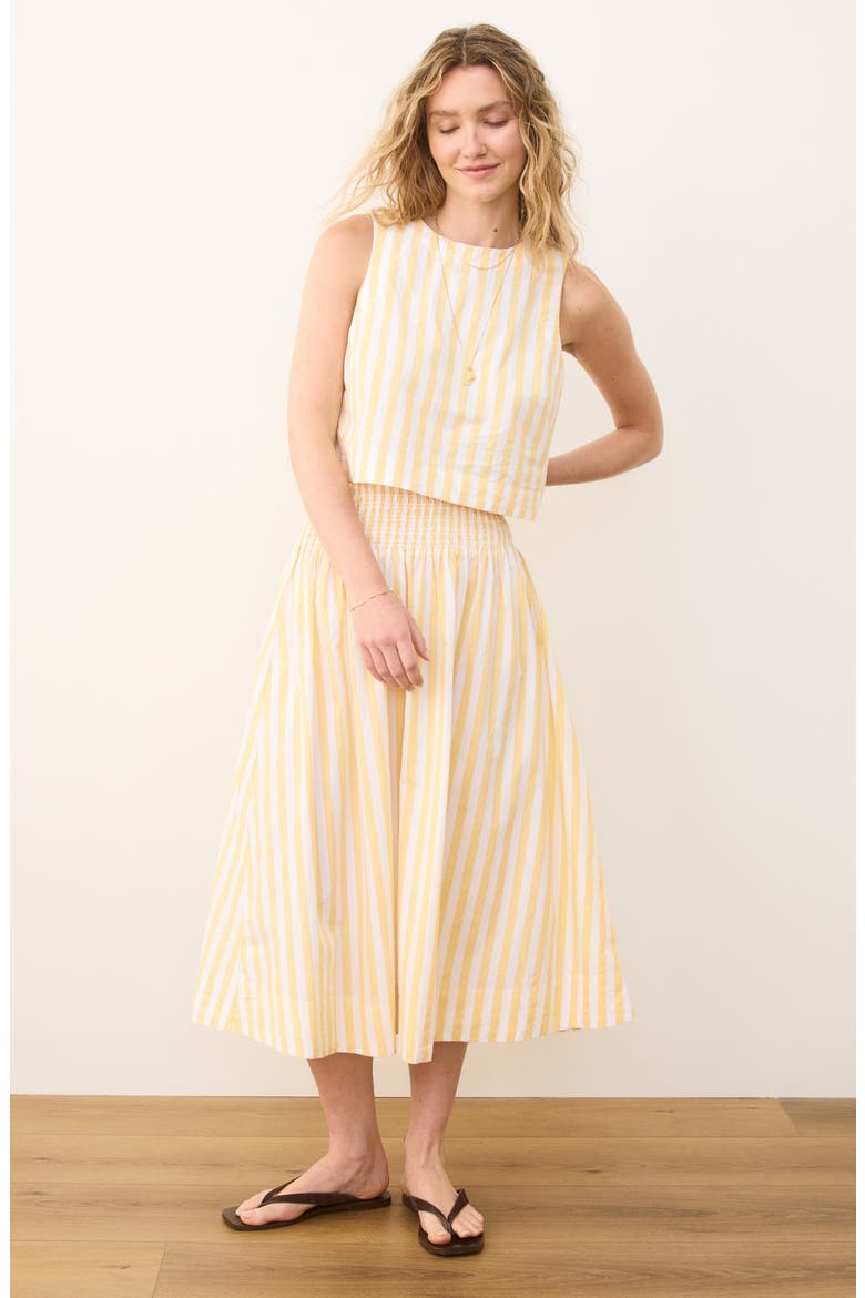 Quinn Stripe Sleeveless Pima Cotton Crop Top, Alternate, color, MARIGOLD STRIPE