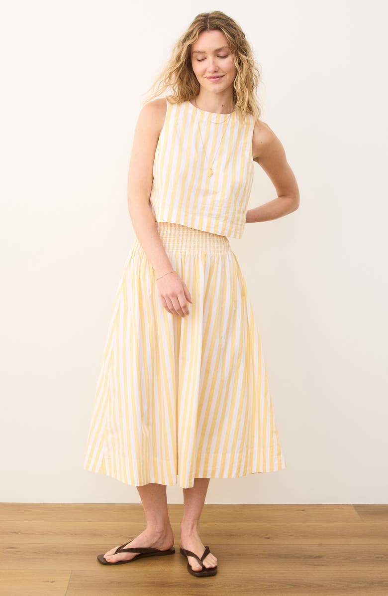 Marine Layer Quinn Stripe Sleeveless Pima Cotton Crop Top, Alternate, color, Marigold Stripe