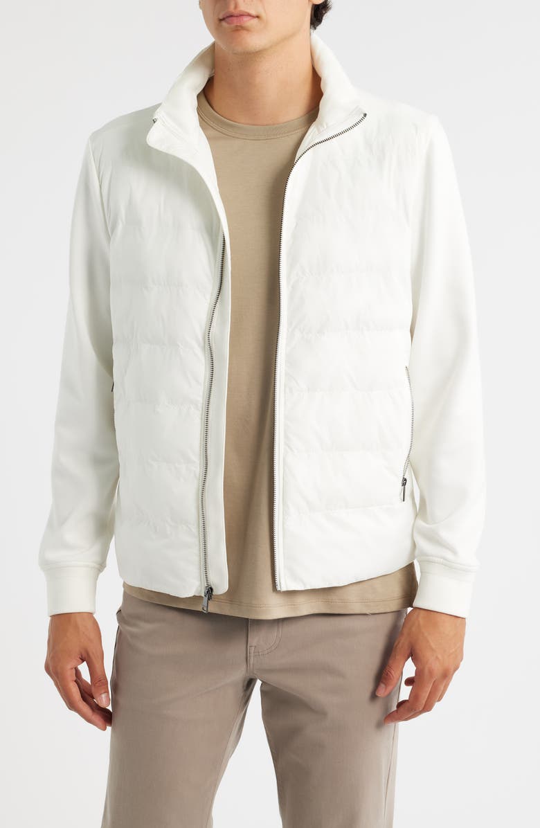 Bugatchi Soft Touch Quilted Zip-Up Bomber Jacket, Main, color, Chalk