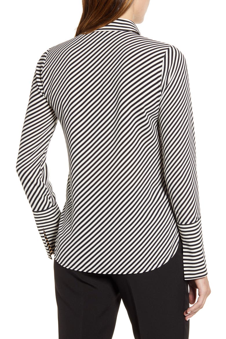 Stripe Extended Cuff Blouse, Alternate, color, ANNE BLK/ ANNE WHITE COMBO
