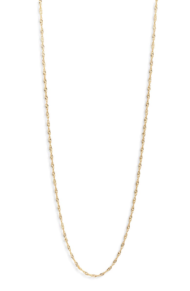 THE SIS KISS Skinny Twisty Chain Necklace, Main, color, Gold
