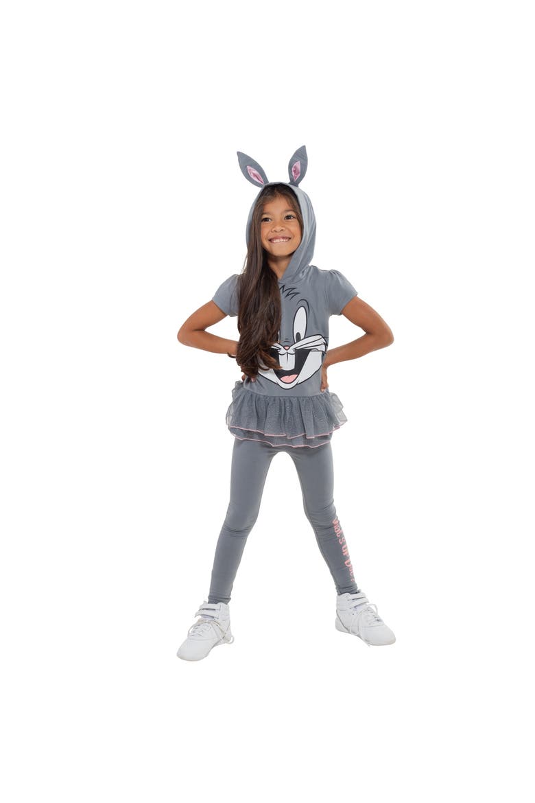 Buggs Bunny 2-Piece Hooded Tee and Leggings Set, Alternate, color, Bugs Bunny Grey Pink