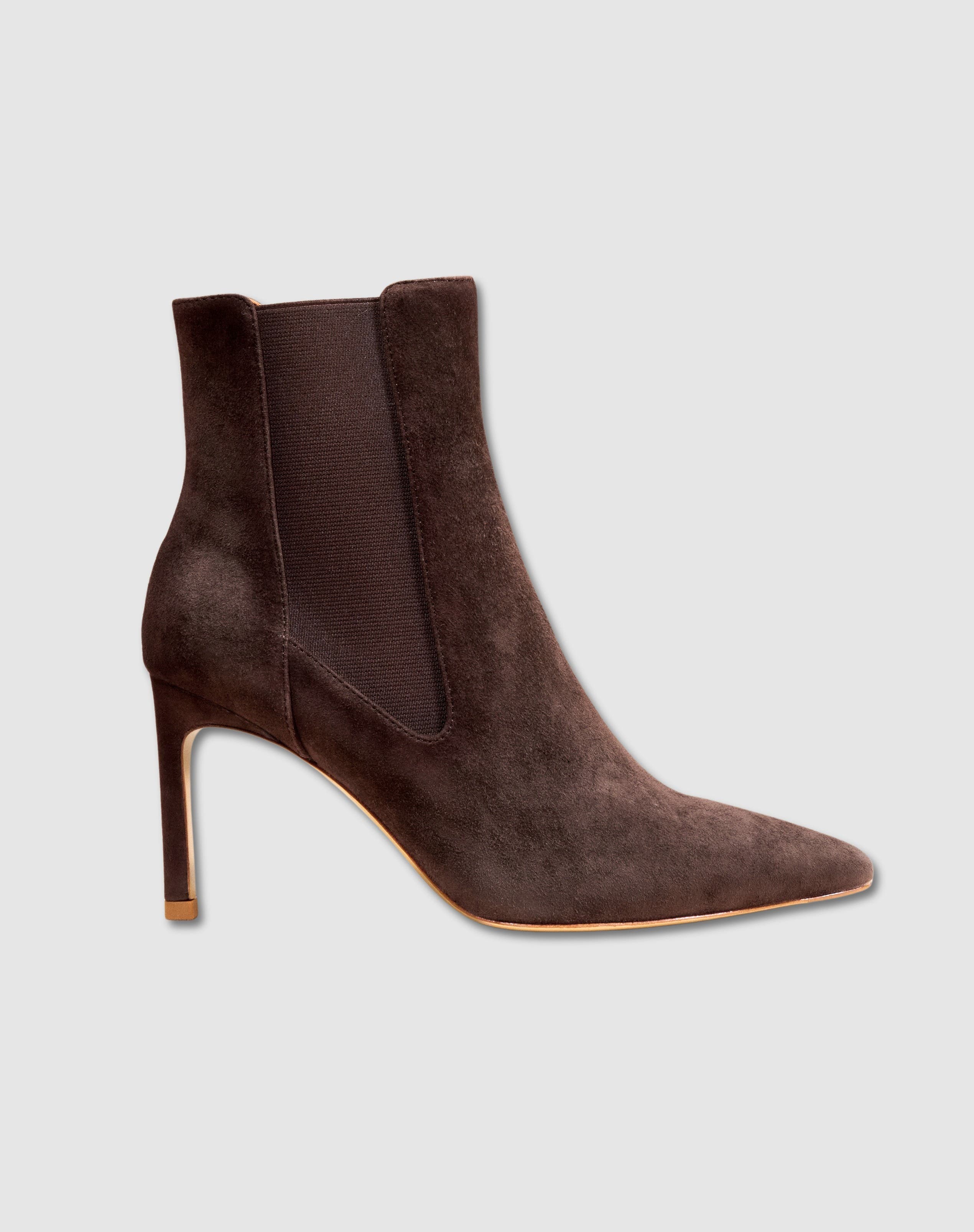 MI/MAI Dora Suede Pointy Ankle Boot, Alternate, color, Chocolate