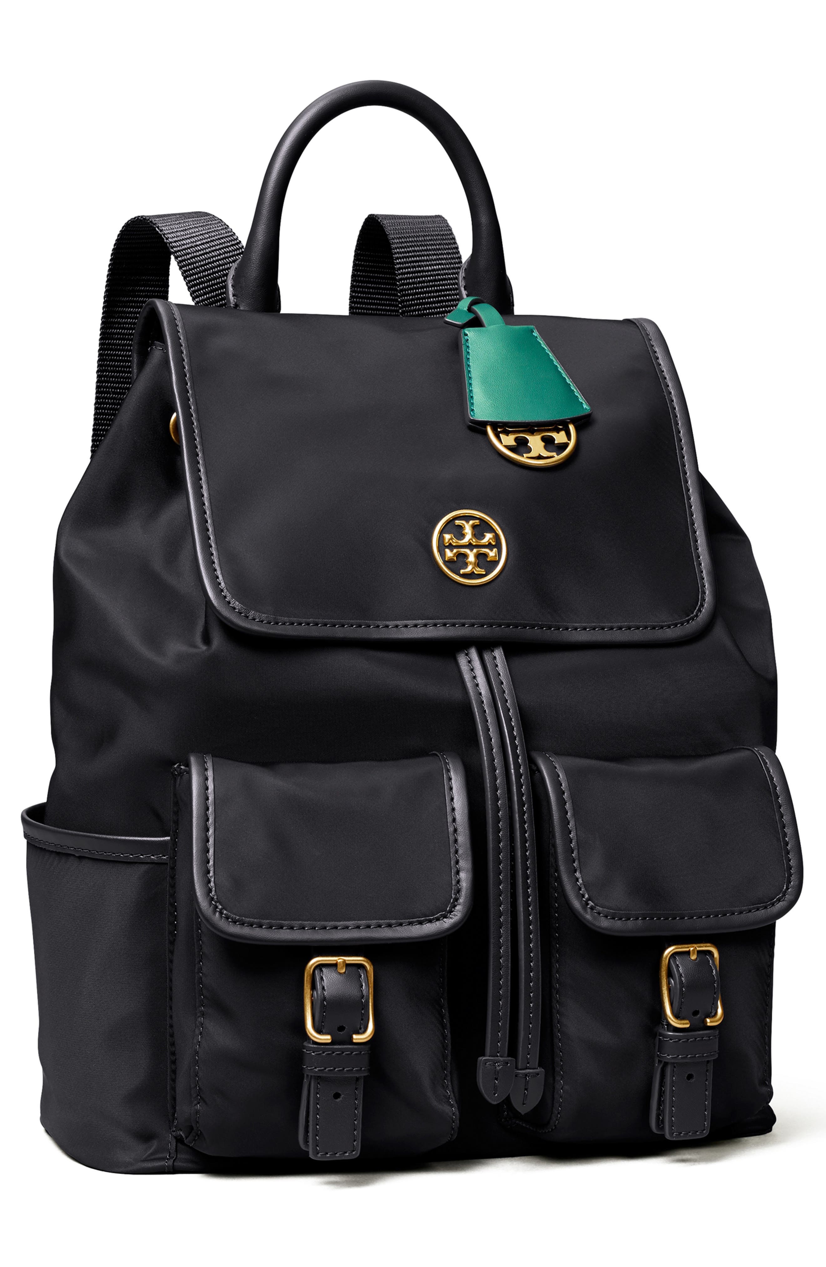 Tory Burch Piper Flap Nylon Backpack, Alternate, color, 