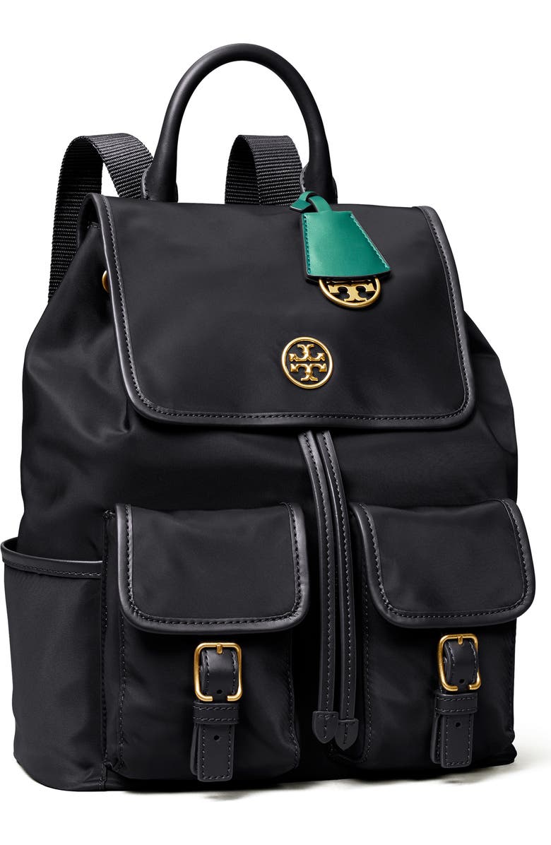 Tory Burch Piper Flap Nylon Backpack, Alternate, color,