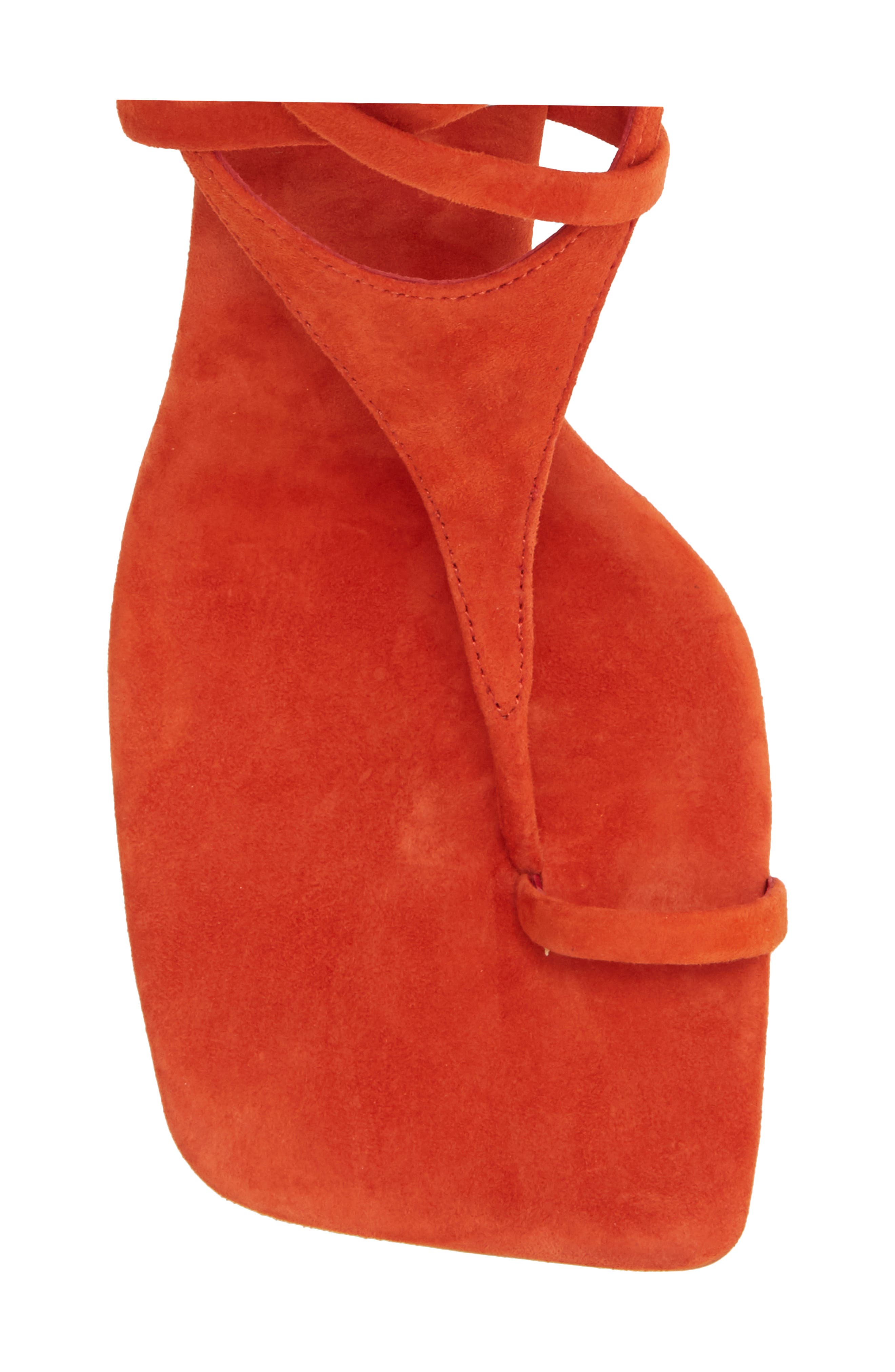 Jeffrey Campbell Bon Bon Ankle Wrap Sandal, Alternate, color, Orange Suede
