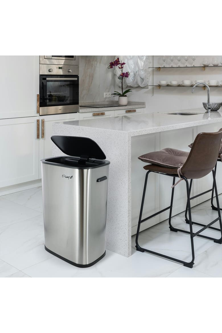 14.5 Gallon Automatic Sensor Hands Free Trash Can, Alternate, color, Silver