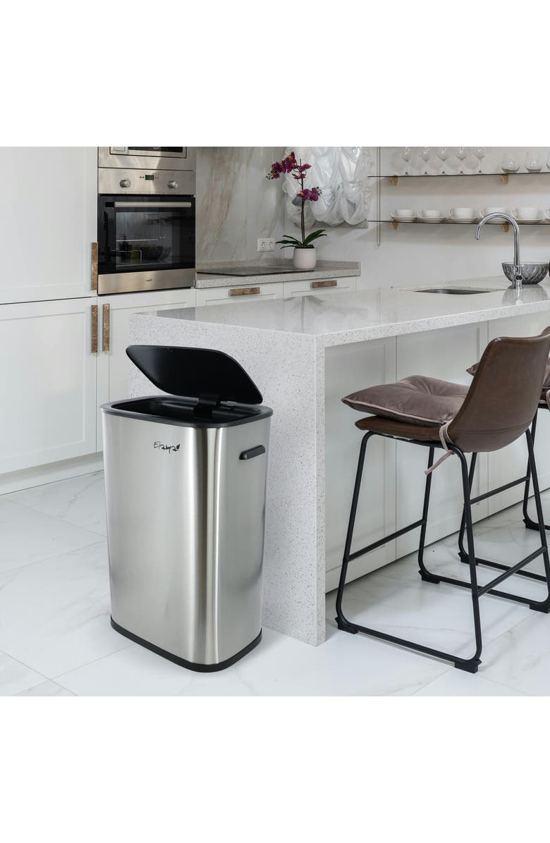 Elama 14.5 Gallon Automatic Sensor Hands Free Trash Can, Alternate, color, Silver