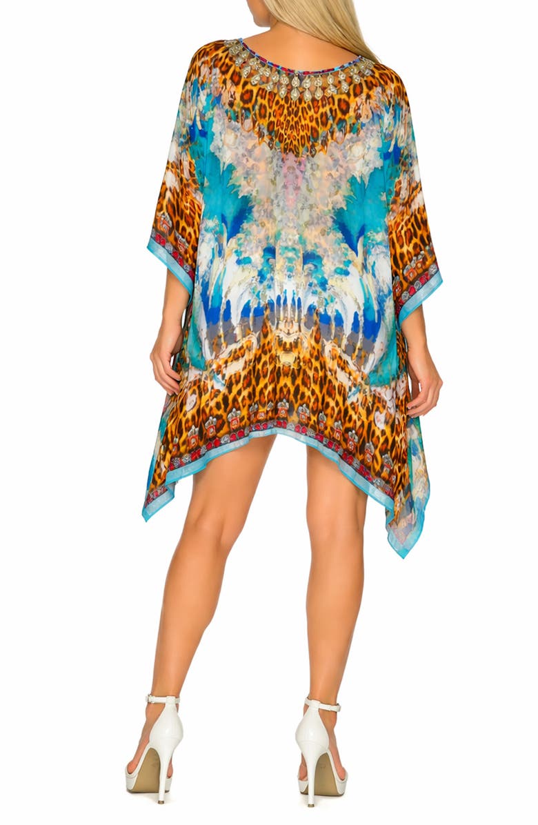 RANEES Animal Print Poncho, Alternate, color, Blue
