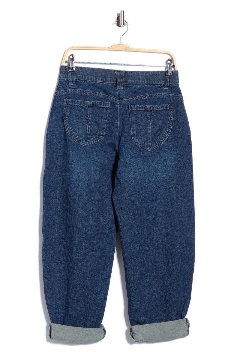 Roll Cuff Barrel Leg Jeans, Alternate, color, BLUE