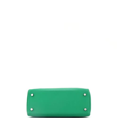 Pre-owned Hermes Hermes Kelly Handbag Green Swift With Palladium Hardware 25 In Green