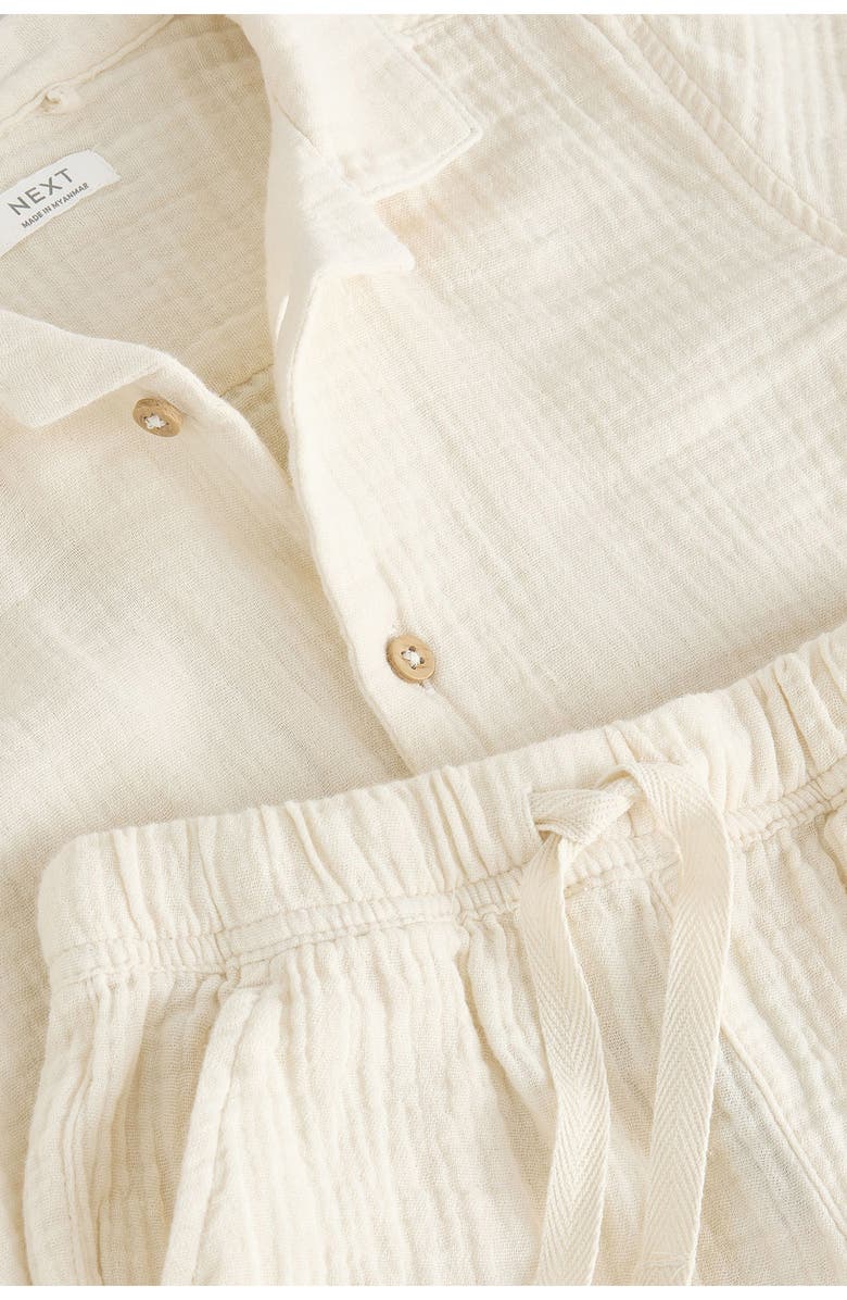 NEXT Kids' Cotton Gauze Camp Shirt & Shorts Set, Alternate, color, Neutral